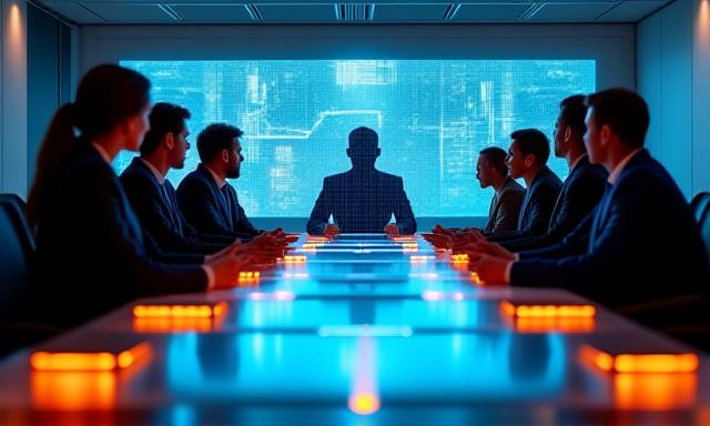 AI visualization in a modern boardroom