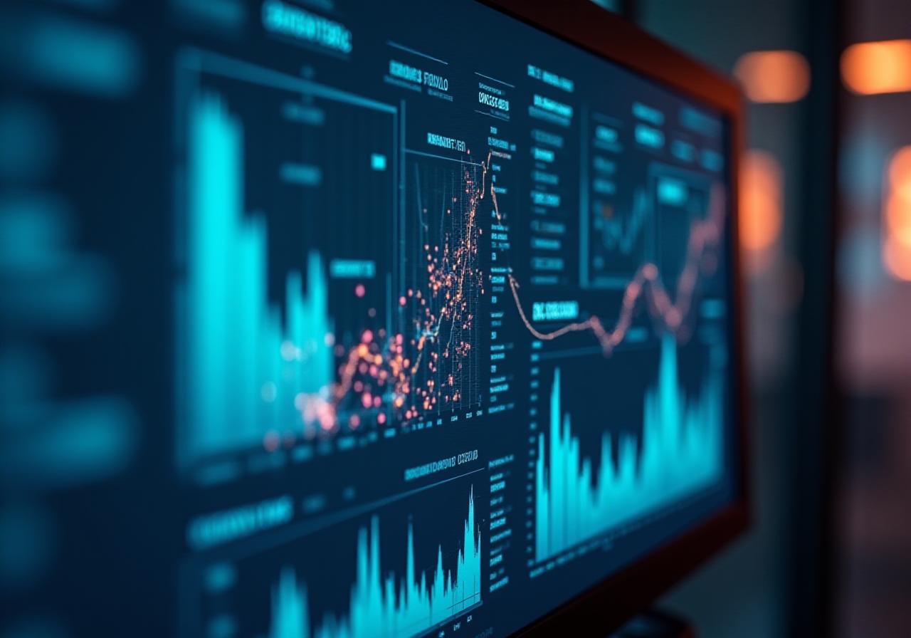 AI-driven data visualization dashboard showing business growth trends