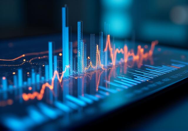 Data visualization dashboard showing upward financial trends and predictive curves